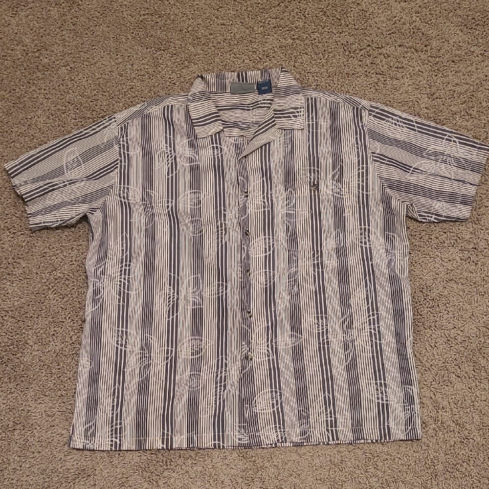 Striped Blue and White Men's Shirt Casual Button Down